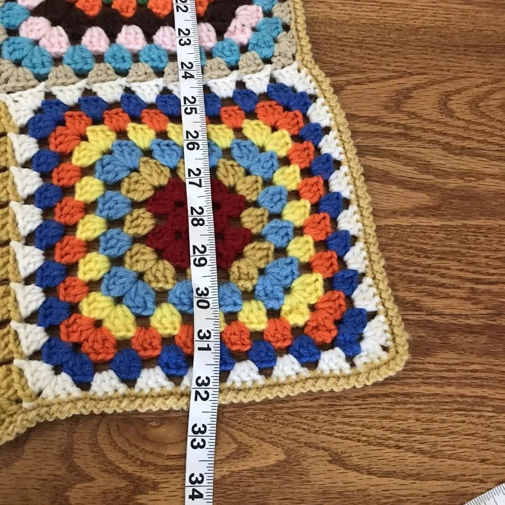 VINTAGE Afghan‎ Crochet Granny Square Blanket Handmade Throw Quilt